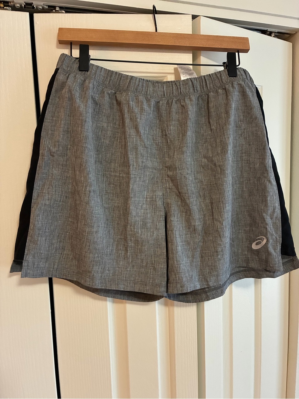 ASICS Gray Athletic Shorts with Black Side Panels